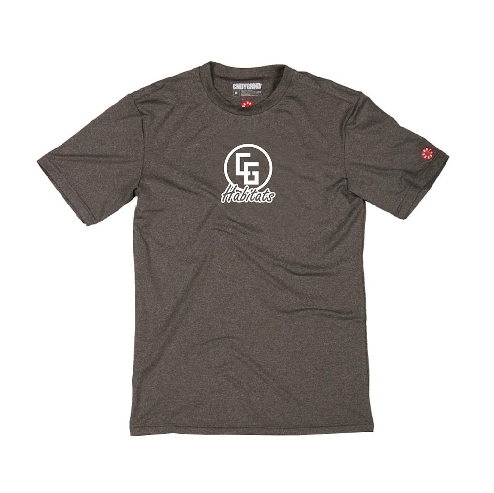 Tech T-Shirt featuring Habitats Logo, made from 79% Nylon and 21% Polyester, showcasing moisture-wicking and UV protectant properties.