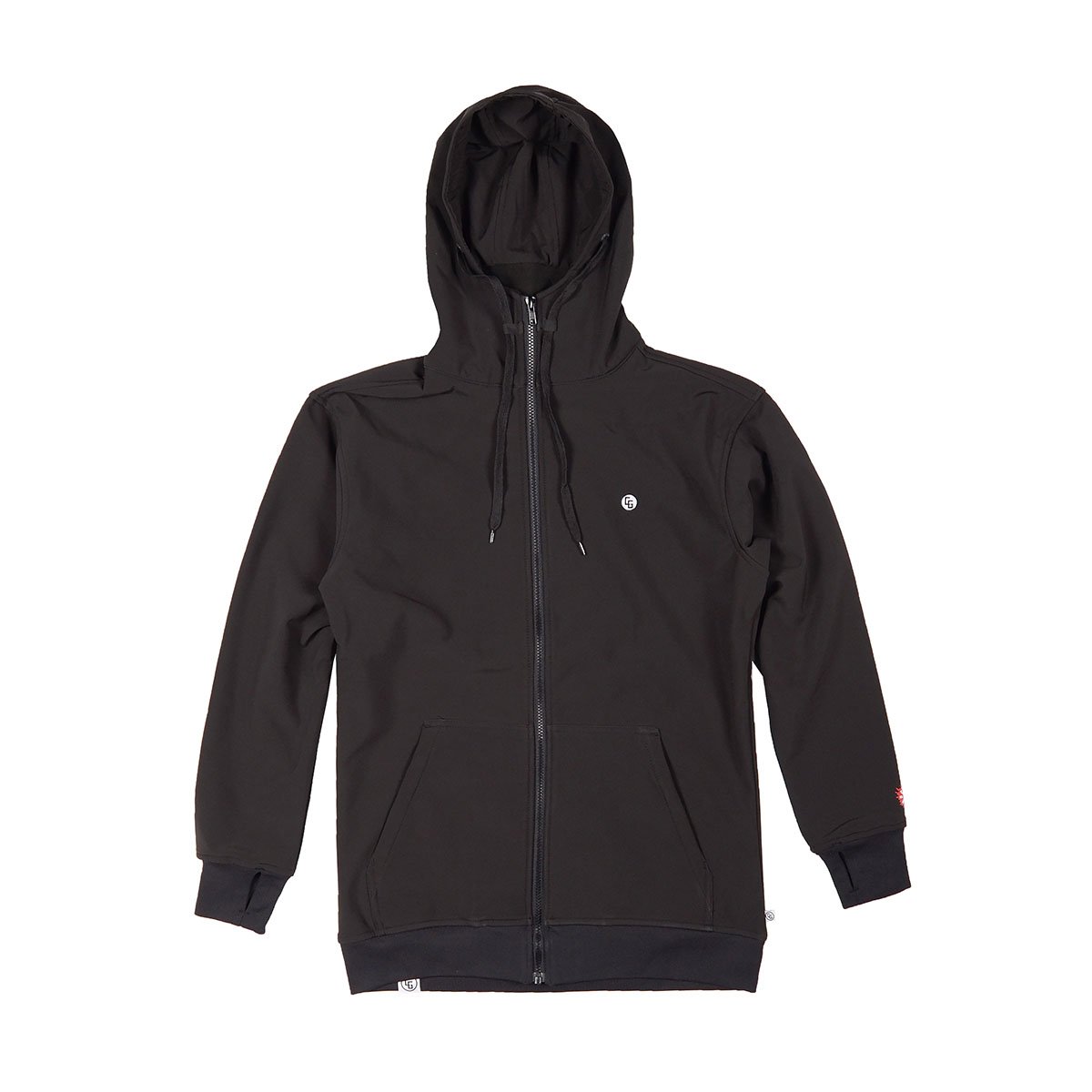 Tech Zip Hoodie featuring a marsupial pocket, YKK zippers, and a breathable waterproof design, perfect for outdoor activities.