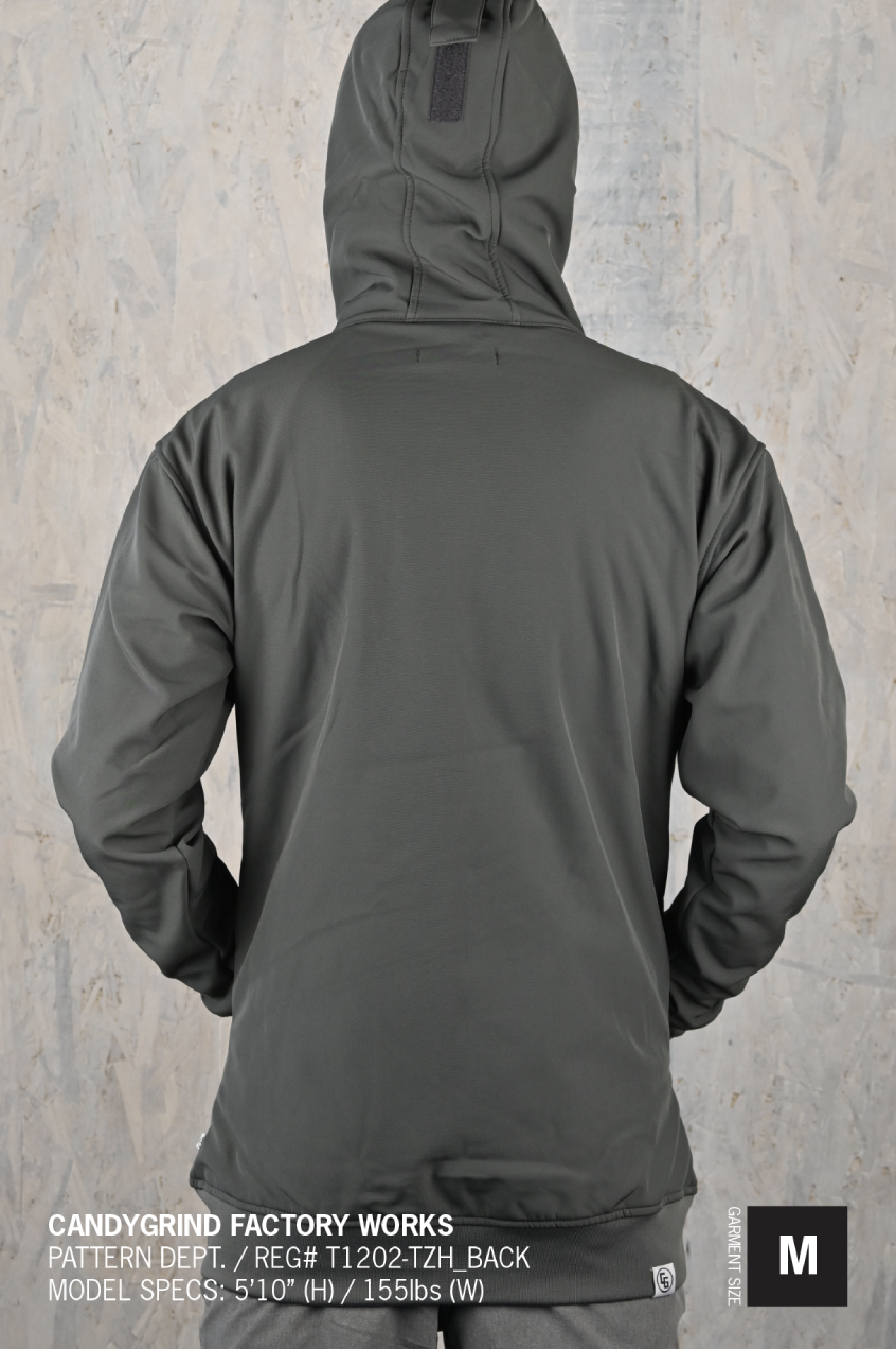 Tech Zip Hoodie featuring a marsupial pocket, YKK zippers, and a breathable waterproof design, perfect for outdoor activities.