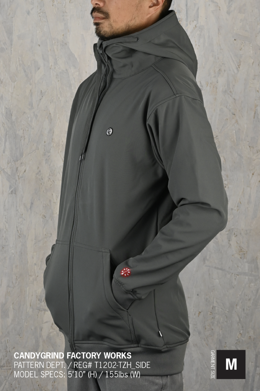 Tech Zip Hoodie featuring a marsupial pocket, YKK zippers, and a breathable waterproof design, perfect for outdoor activities.