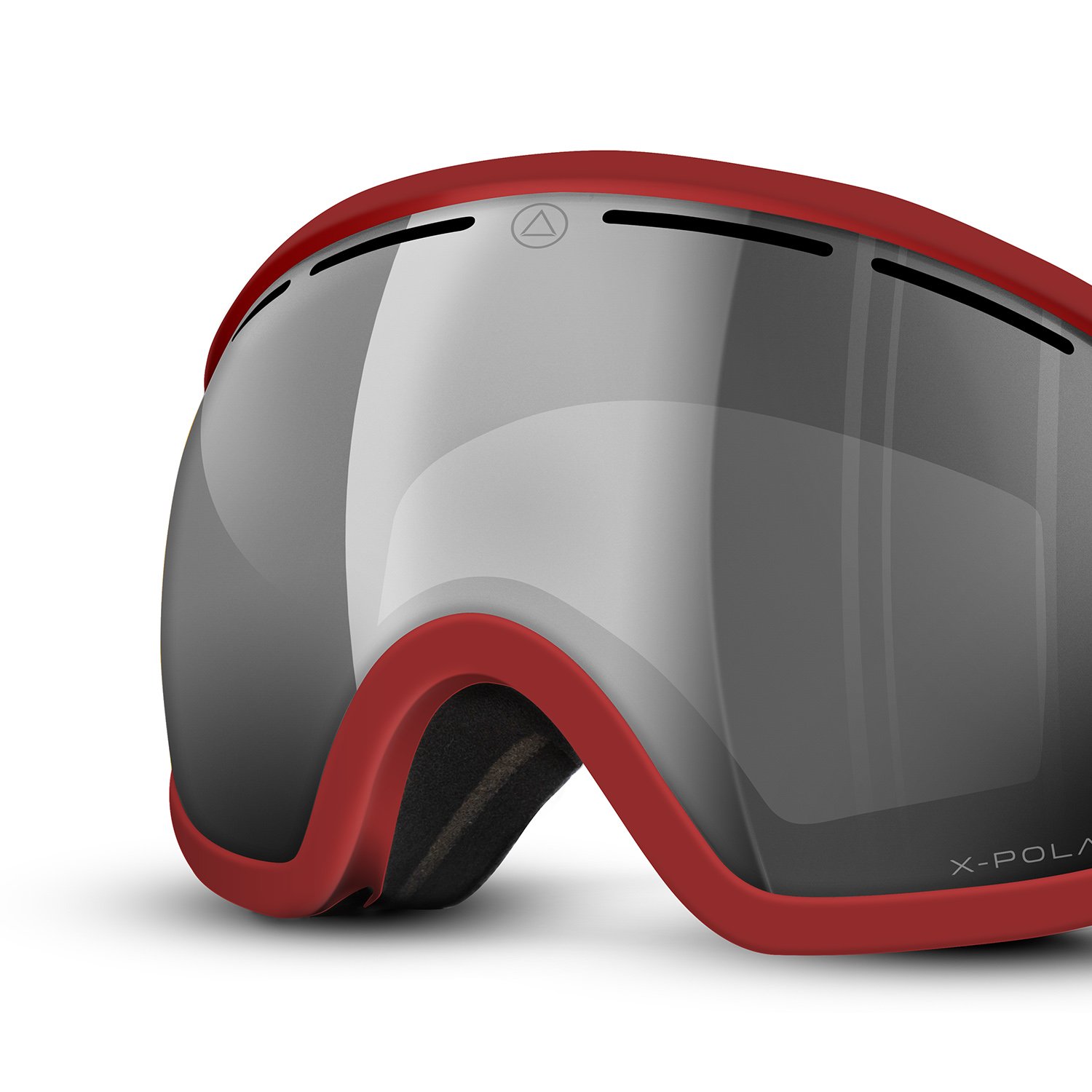 Uller® Vertical Red/Grey ski goggles featuring X-POLAR lens technology, designed for high performance and clarity in extreme conditions.