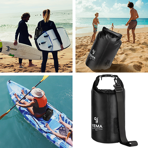 YEMA Dry Bag with Phone Waterproof Pouch, showcasing its lightweight design and waterproof features, ideal for outdoor activities.