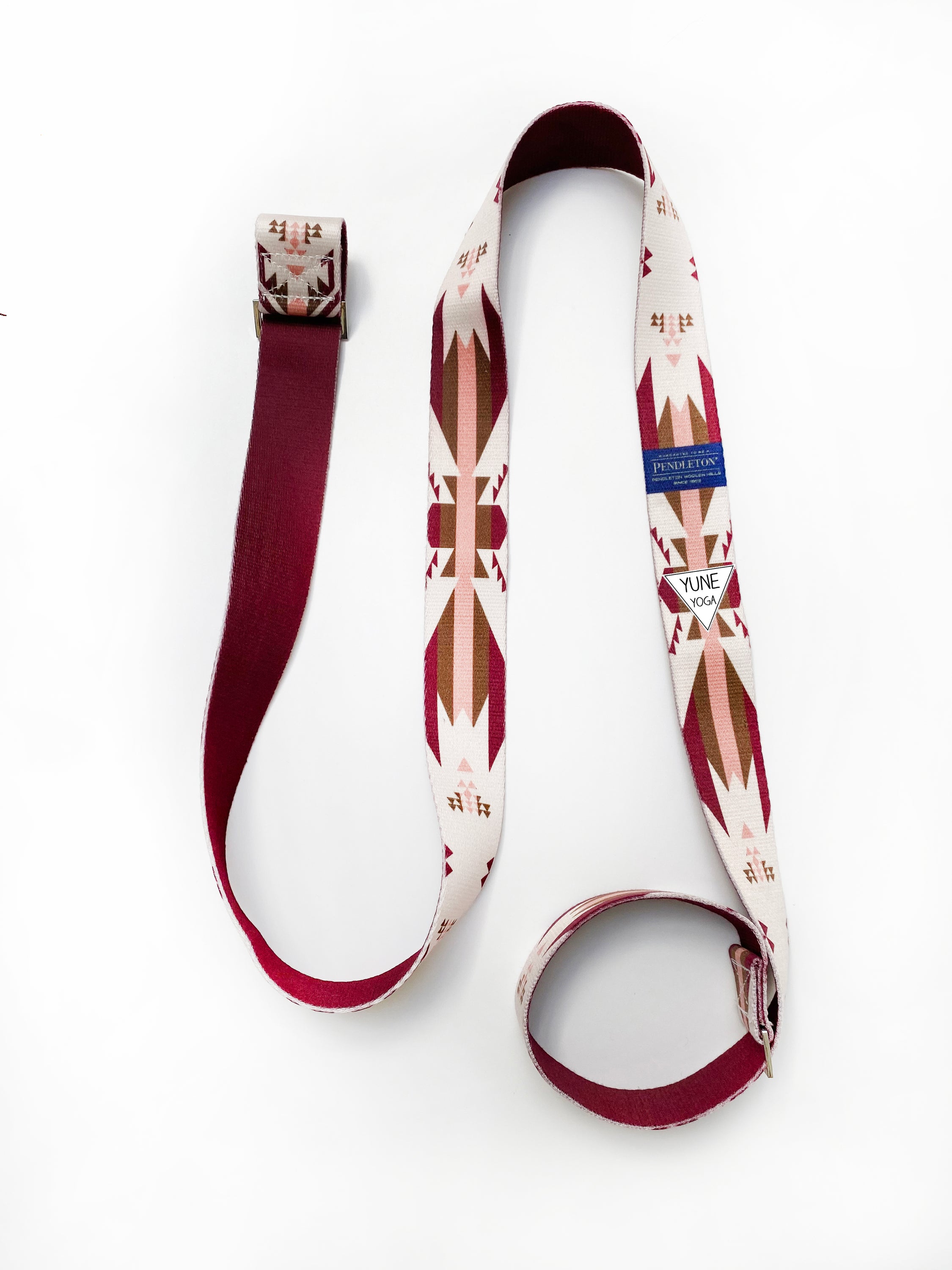 Yoga Strap Pendleton White Sands featuring a stylish design with durable metal buckles and soft cotton material, measuring 60 inches by 2 inches.