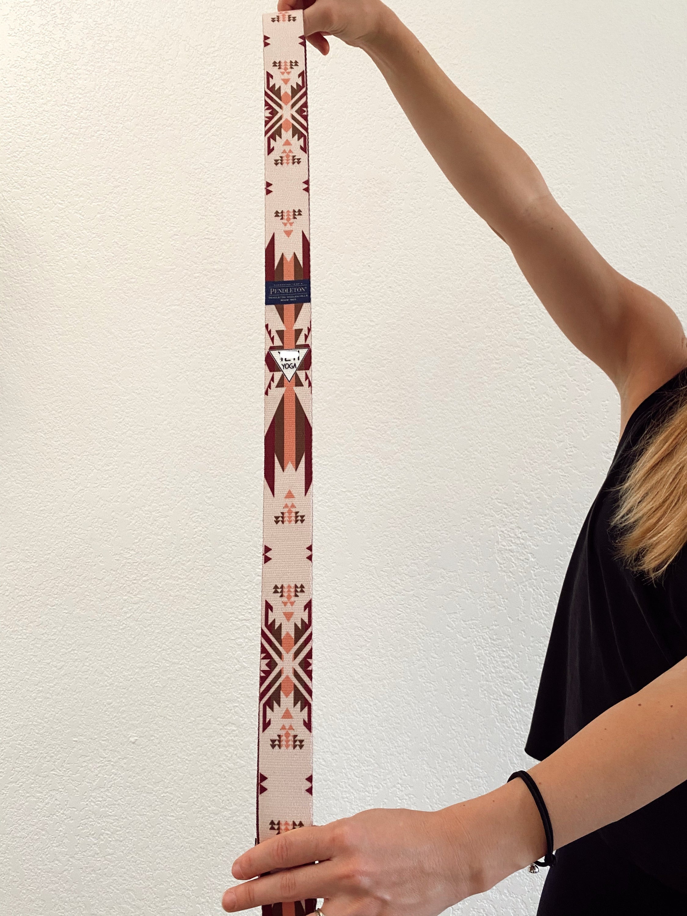 Yoga Strap Pendleton White Sands featuring a stylish design with durable metal buckles and soft cotton material, measuring 60 inches by 2 inches.