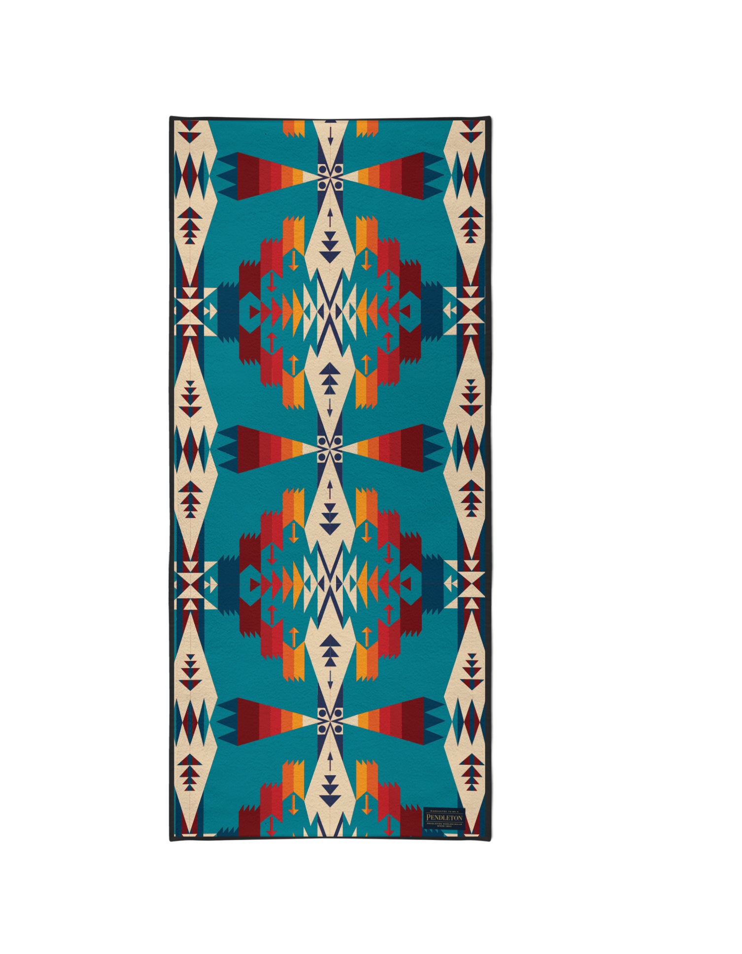 Yoga Towel Pendleton Tucson Turquoise featuring a slip-resistant silicon underside and vibrant turquoise design, perfect for yoga practice.