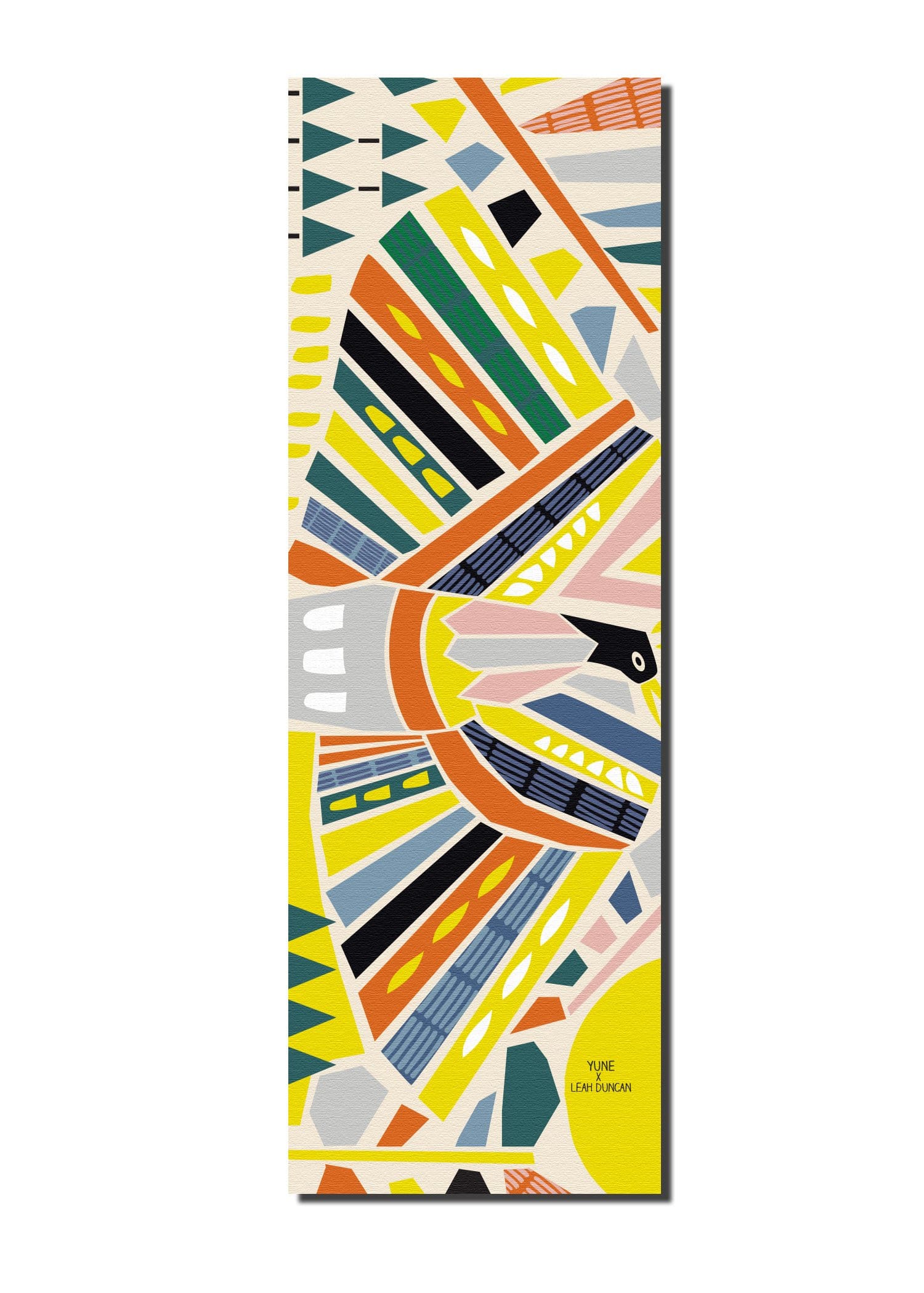 Yune Yoga Mat Leah Duncan Bird Mat featuring a beautiful bird print design, measuring 24x72 inches with a non-slip surface.