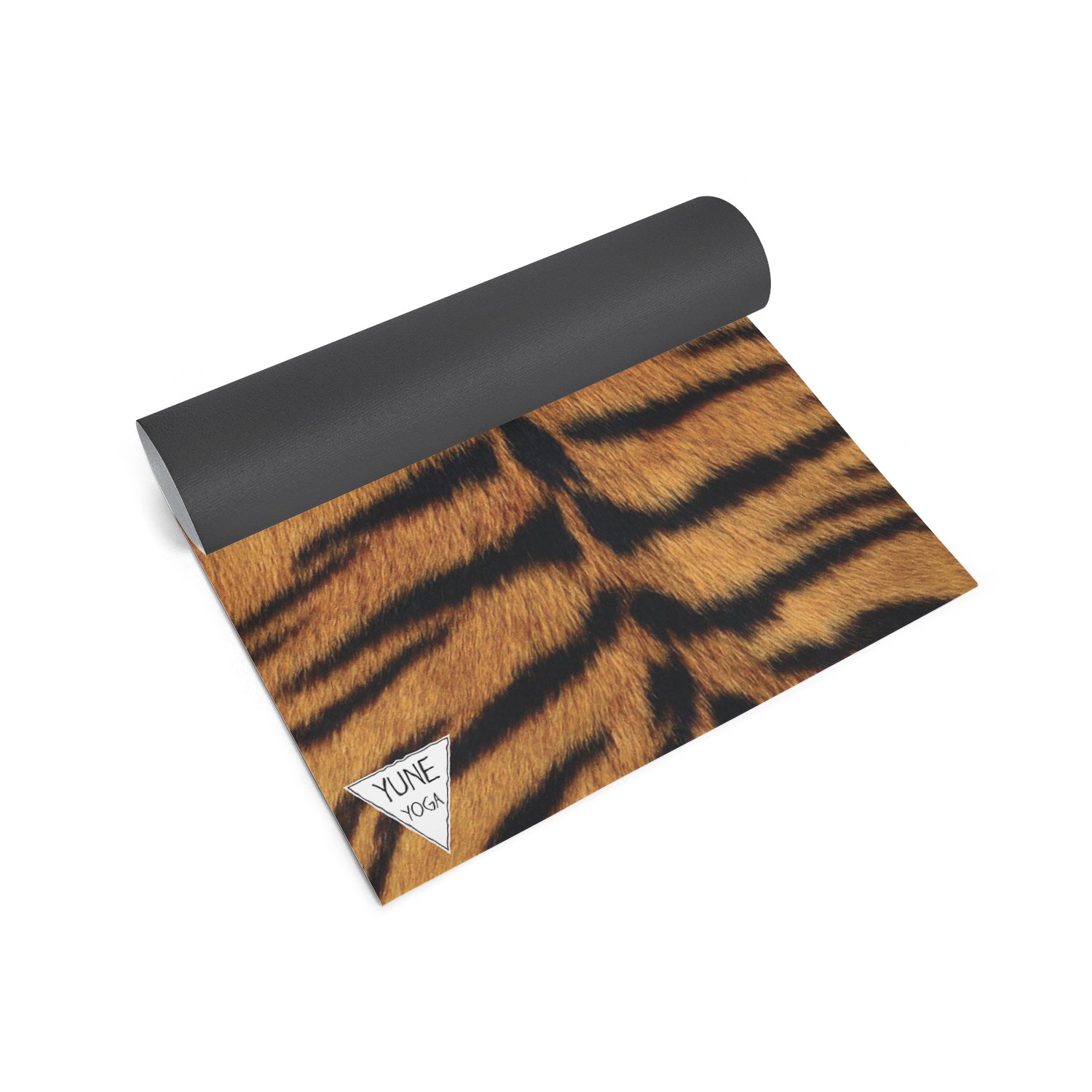 Yune Yoga Mat Tiger 5mm featuring a vibrant tiger design, made from eco-friendly materials, perfect for yoga and exercise.