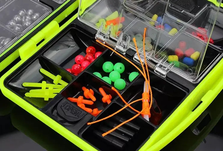 Fishing tackle box with accessories.