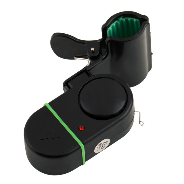 Two sound-light alarm devices for fishing rods, designed to alert anglers of bites with sound and light signals, showcasing their compact and durable design.