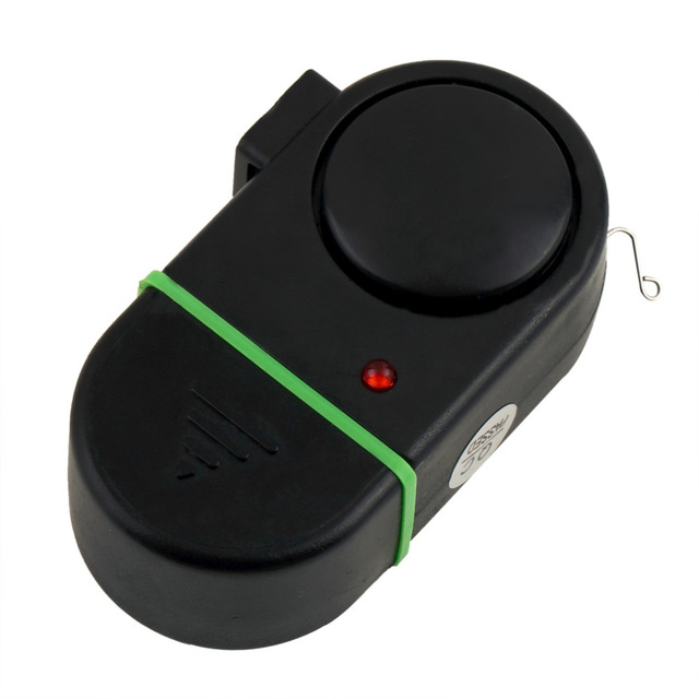 Two sound-light alarm devices for fishing rods, designed to alert anglers of bites with sound and light signals, showcasing their compact and durable design.