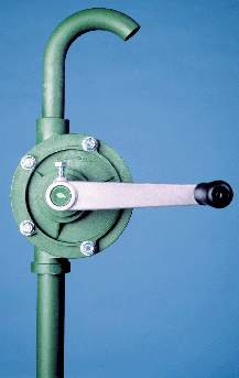 Action Pump 3003 Polypropylene Rotary Drum Pump with vanes, designed for dispensing liquids from 15, 30, and 55-gallon drums.