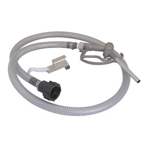 Action Pump IBC-HK-8A2F IBC Kit featuring an aluminum nozzle and 8-foot PVC discharge hose, designed for efficient liquid dispensing.