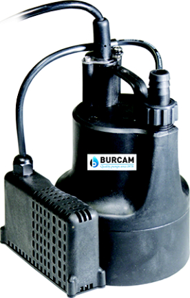 Burcam 300506S 0.16 HP Utility Pump designed for automatic dewatering, featuring a compact and portable design for easy use in flooded areas.