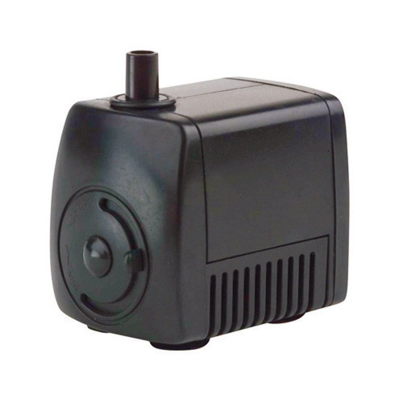 Franklin Electric 566714 77 GPH Statuary Fountain Pump with thermoplastic housing, compact design, and 1/2 hp motor for efficient water circulation.