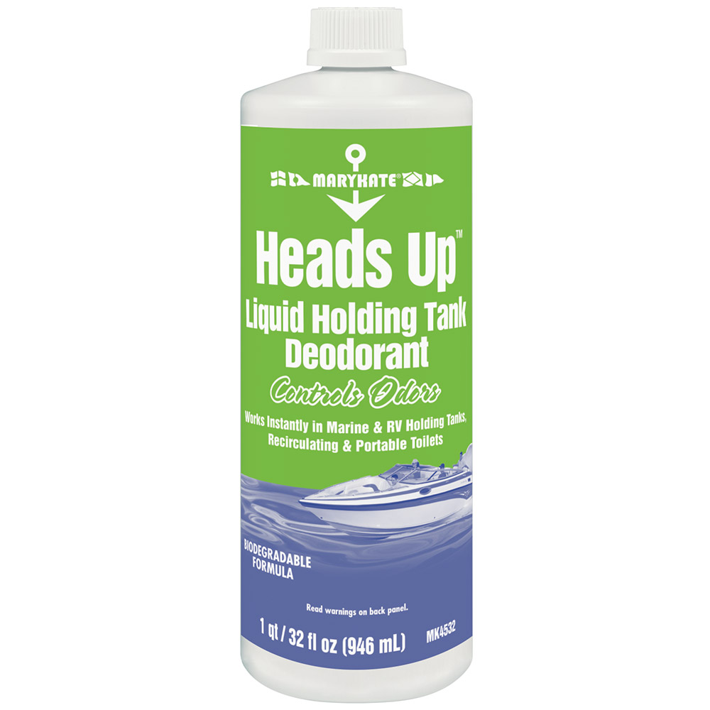 Marykate 1007612 Head Up Liquid Holding Tank Deodorant in a 32 oz bottle, designed for odor control in portable toilets.