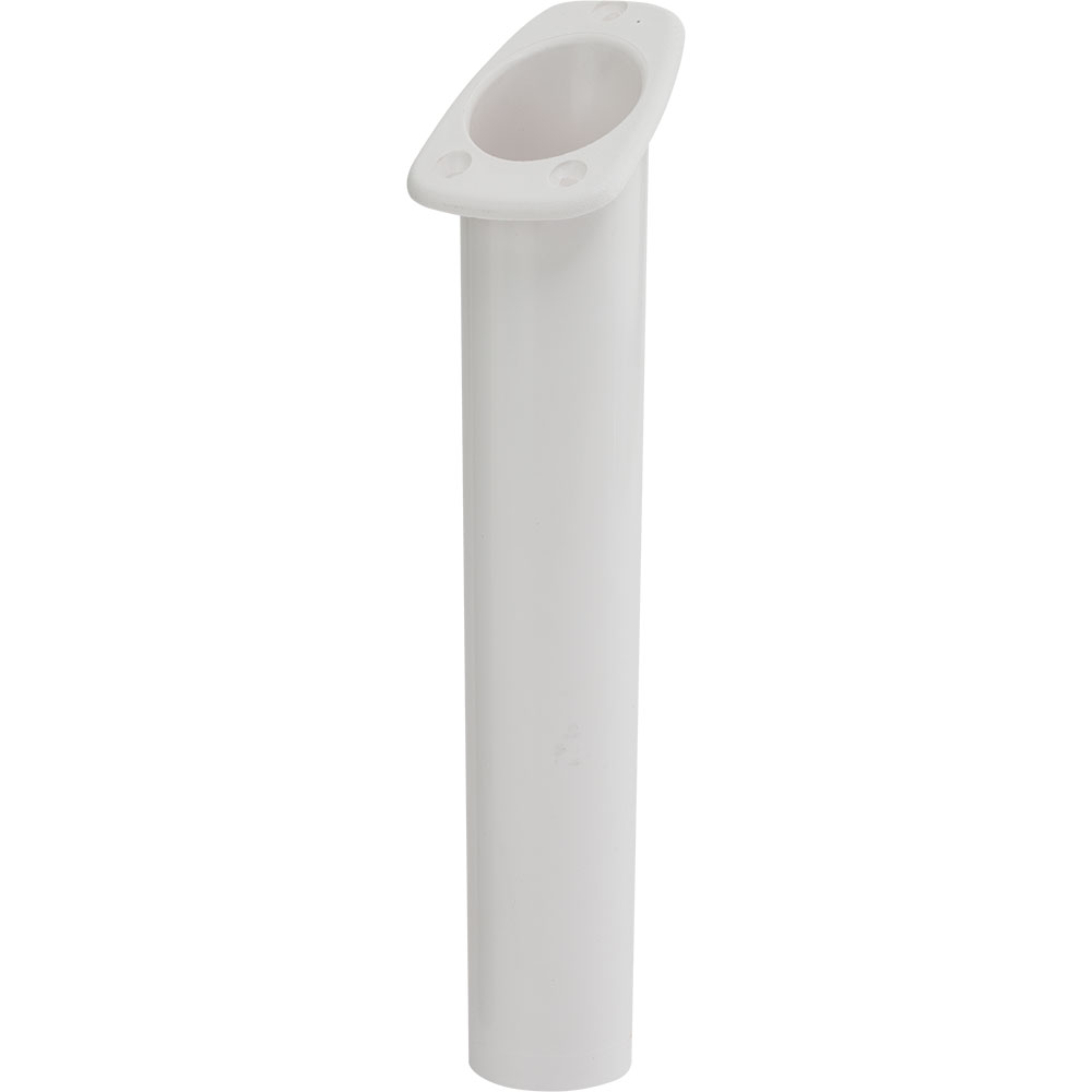 Sea-Dog 325061-1 Narrow Gunnel Flush Mount Rod Holder in white, designed for narrow gunnel applications with a 30° angle for optimal rod positioning.