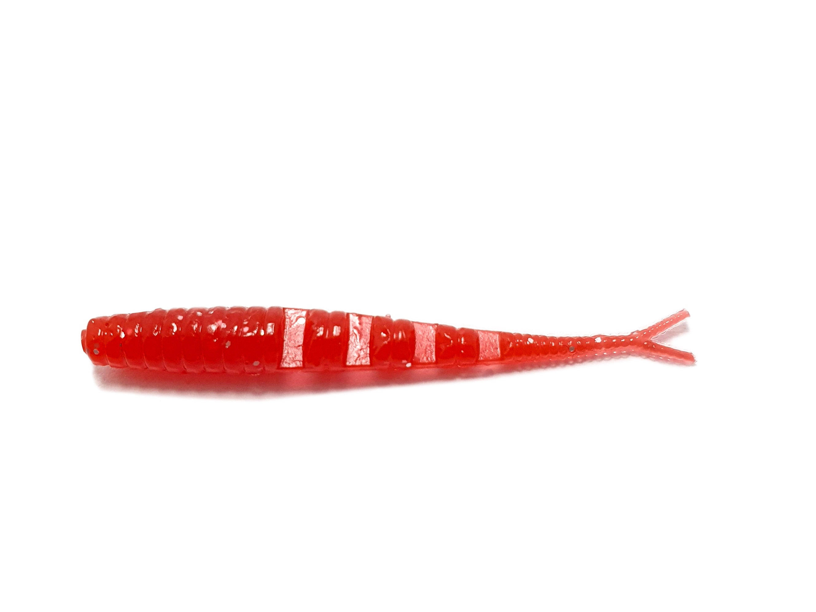 A pack of Snake Tongue Boost 3'' fishing lures featuring a unique snake tongue tail design, made from soft silicone and flavored with crustacean scent.