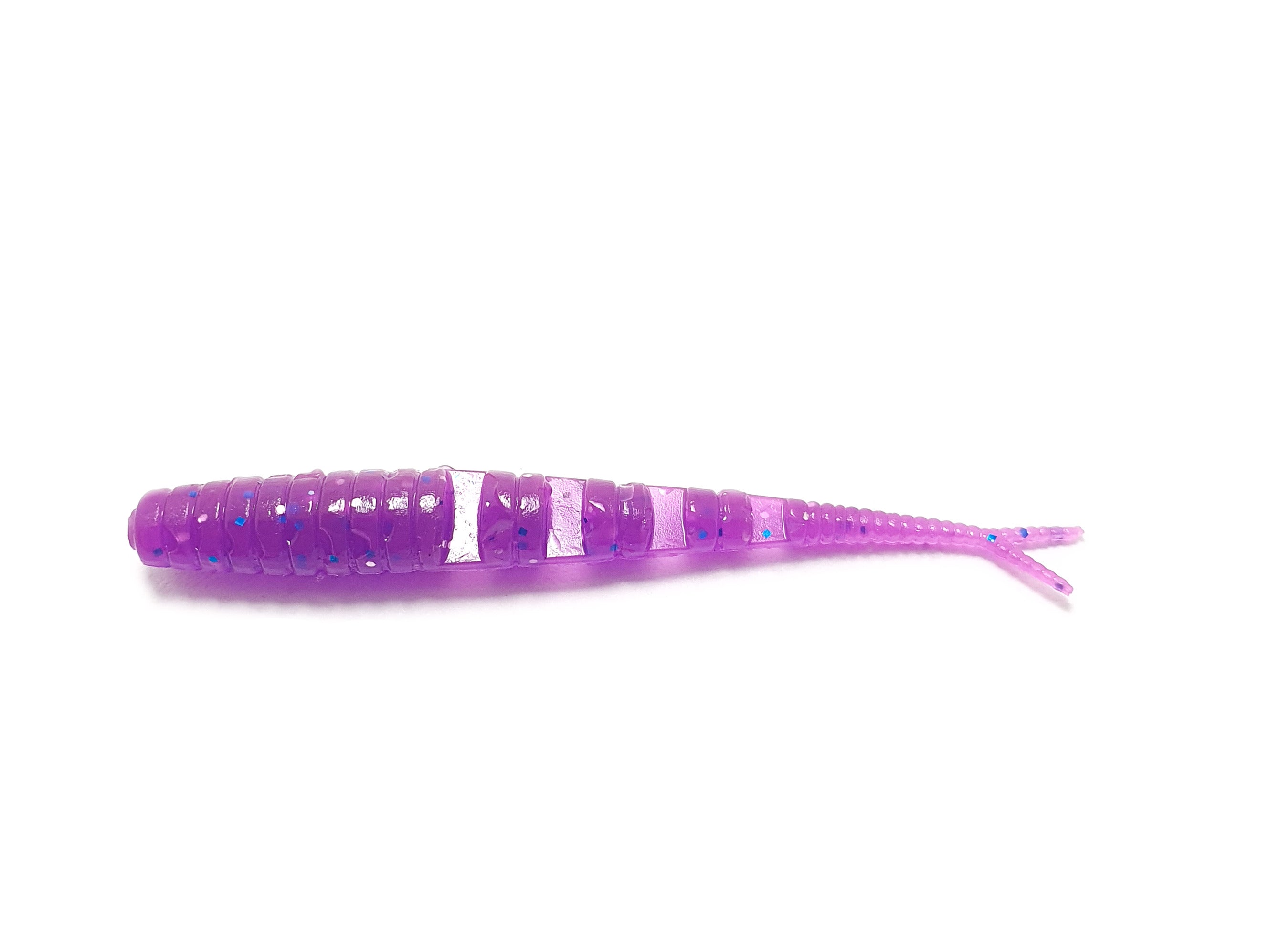 Snake Tongue Floating 2'' bait with forked tail design, showcasing its unique silicone texture and vibrant color, ideal for attracting fish.