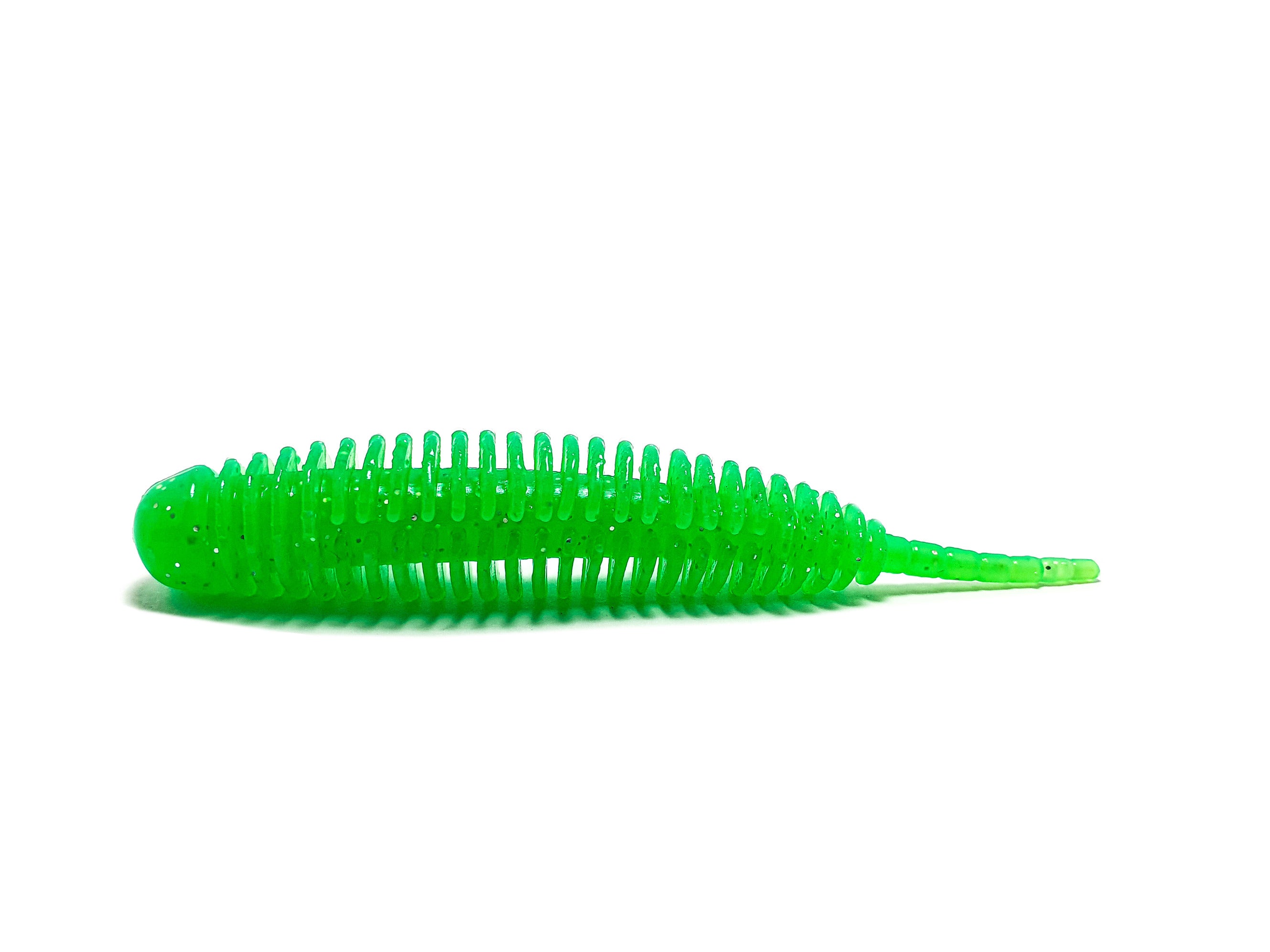 Twist Boost 2.5'' fishing lure in a pack of 6, showcasing its realistic roundworm design and vibrant color.