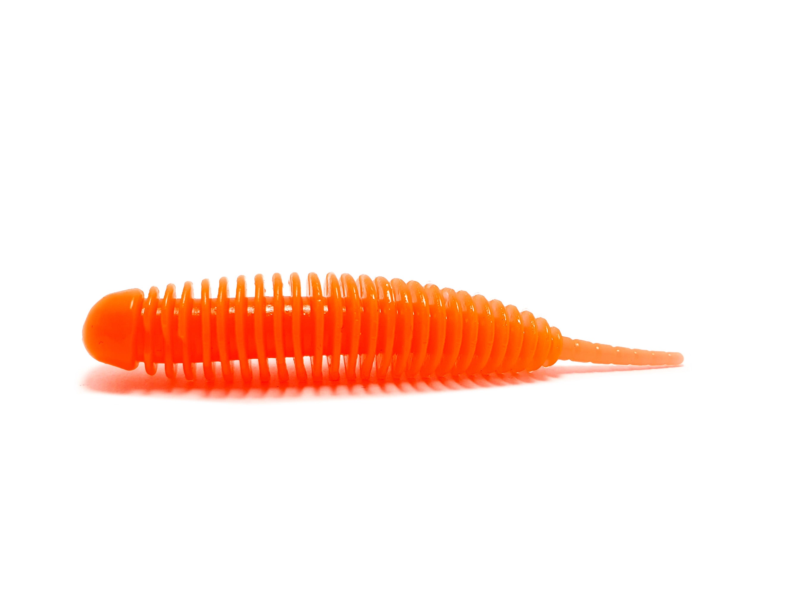 Twist Boost 2.5'' fishing lure in a pack of 6, showcasing its realistic roundworm design and vibrant color.