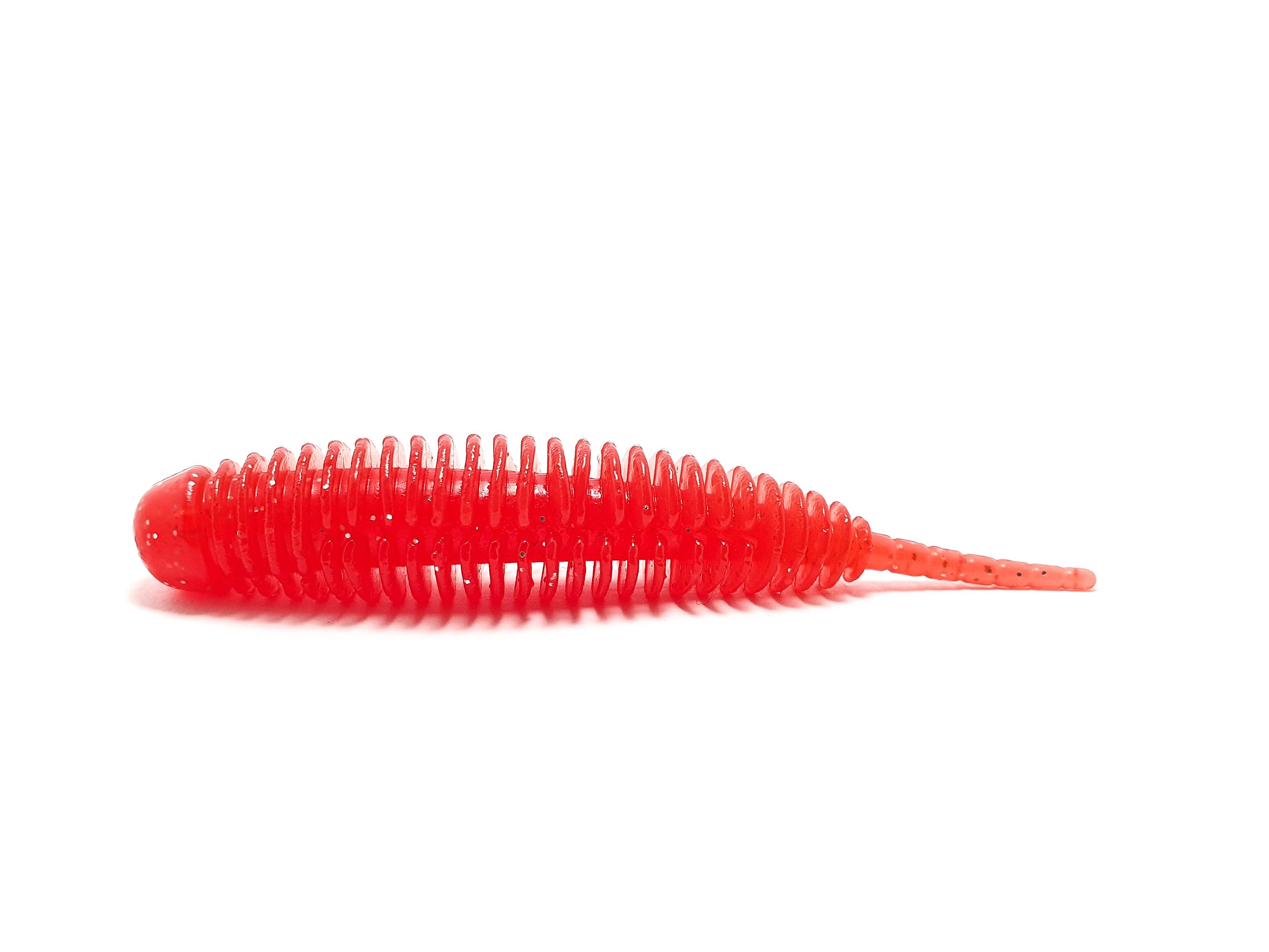 Twist Boost 2.5'' fishing lure in a pack of 6, showcasing its realistic roundworm design and vibrant color.