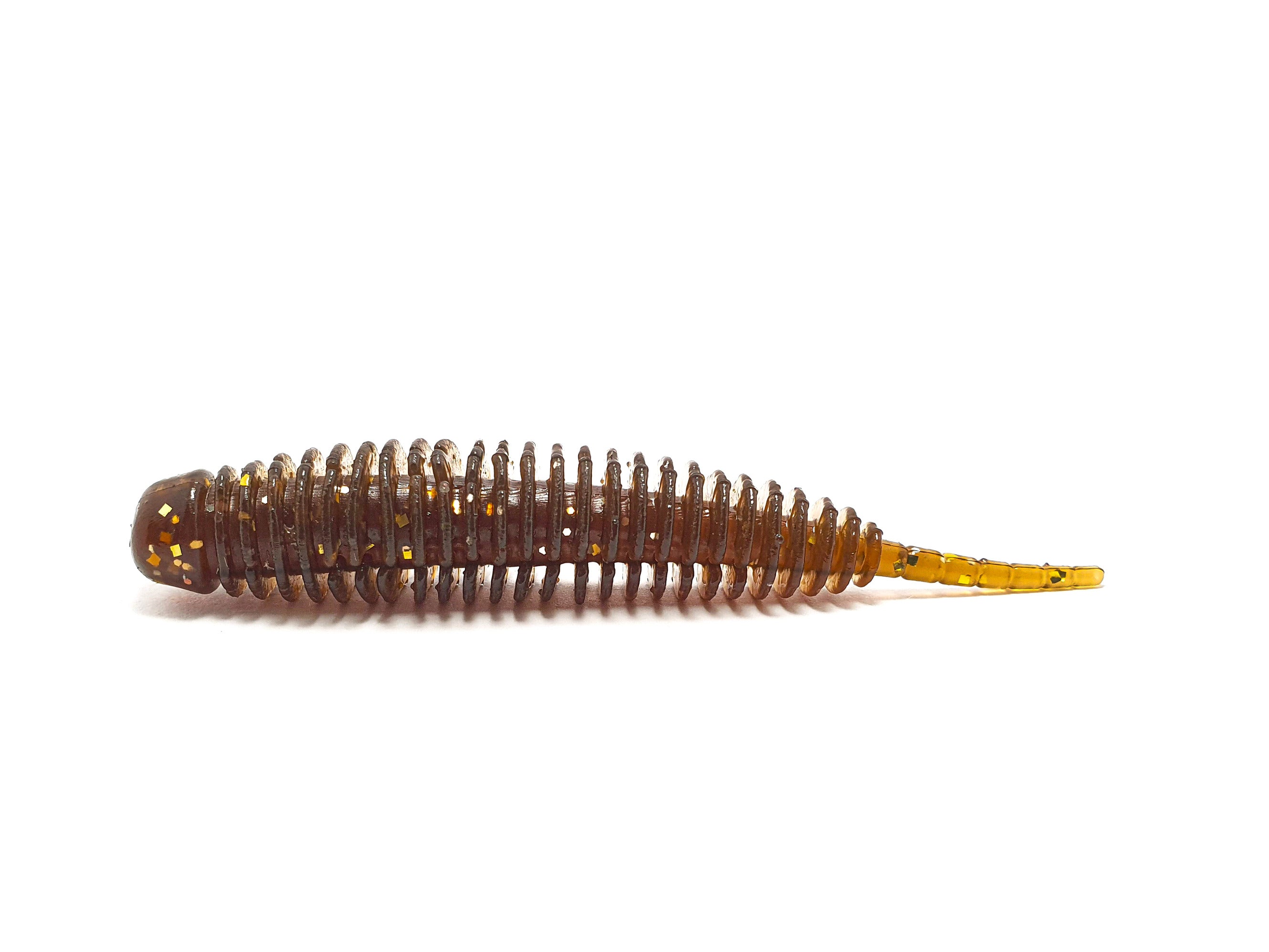 Twist Boost 2.5'' fishing lure in a pack of 6, showcasing its realistic roundworm design and vibrant color.