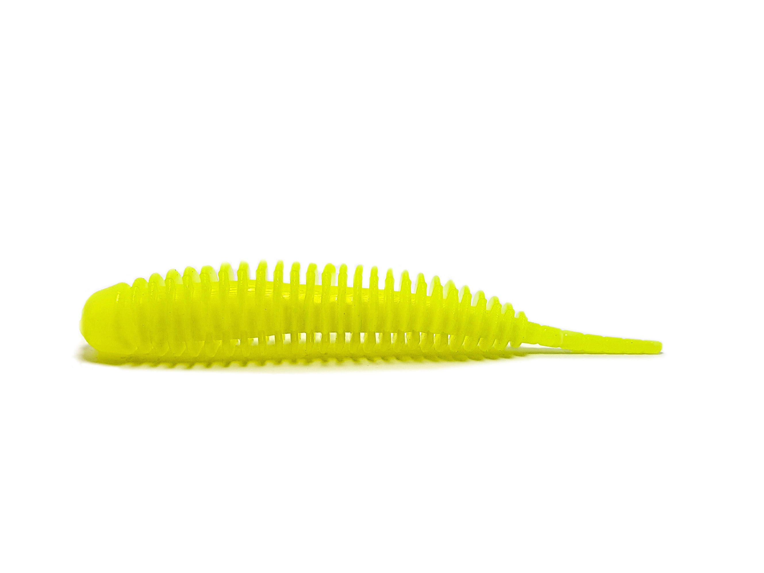 Twist Boost 2.5'' fishing lure in a pack of 6, showcasing its realistic roundworm design and vibrant color.