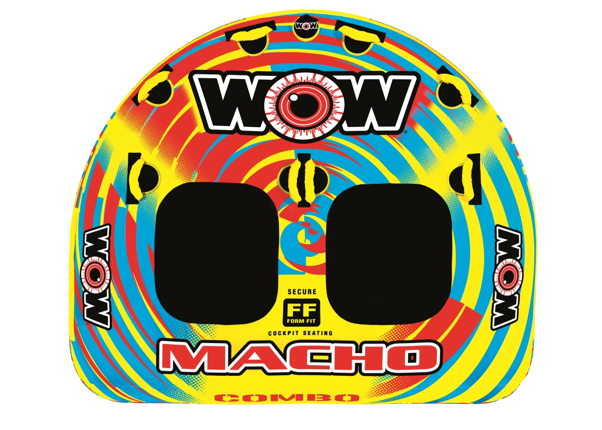 Wow Sports 16-1010 Macho Combo 2 Water Tube featuring secure cockpit seating and durable construction for thrilling water rides.