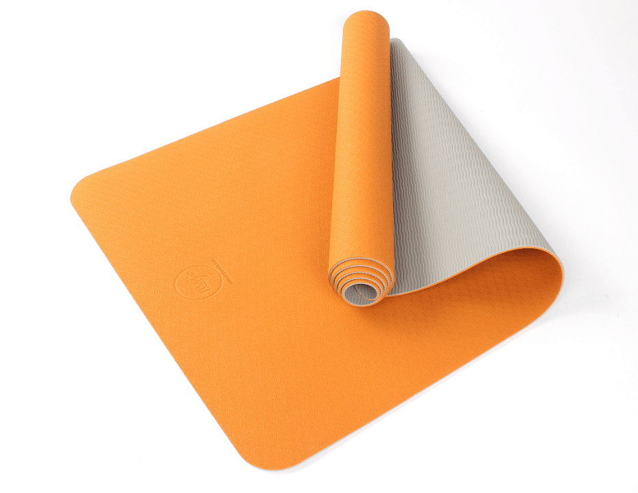 2 Tone TPE Premium Yoga Mat featuring a reversible embossed pattern in vibrant colors, designed for stability and comfort during yoga practice.