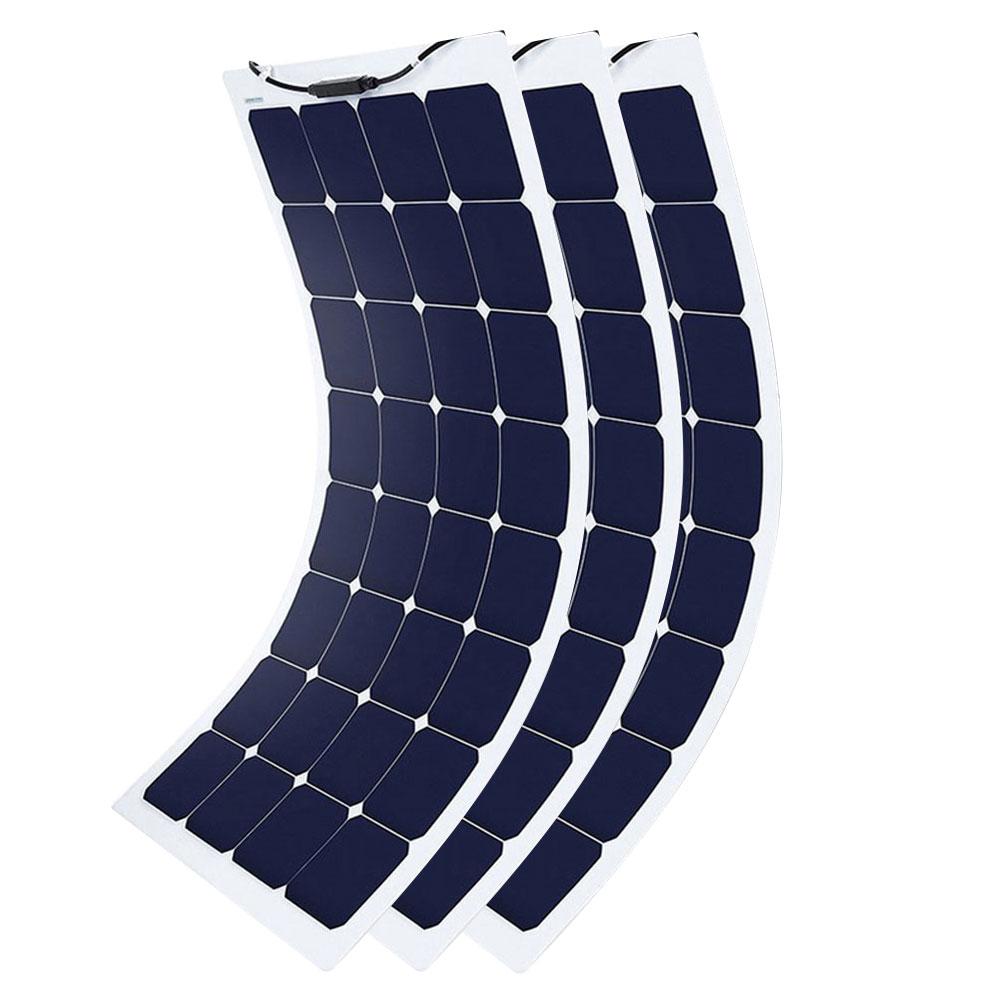 ACOPOWER 110 Watt Flexible Solar Panel showcasing its lightweight design and flexible structure, ideal for various applications like RVs and boats.