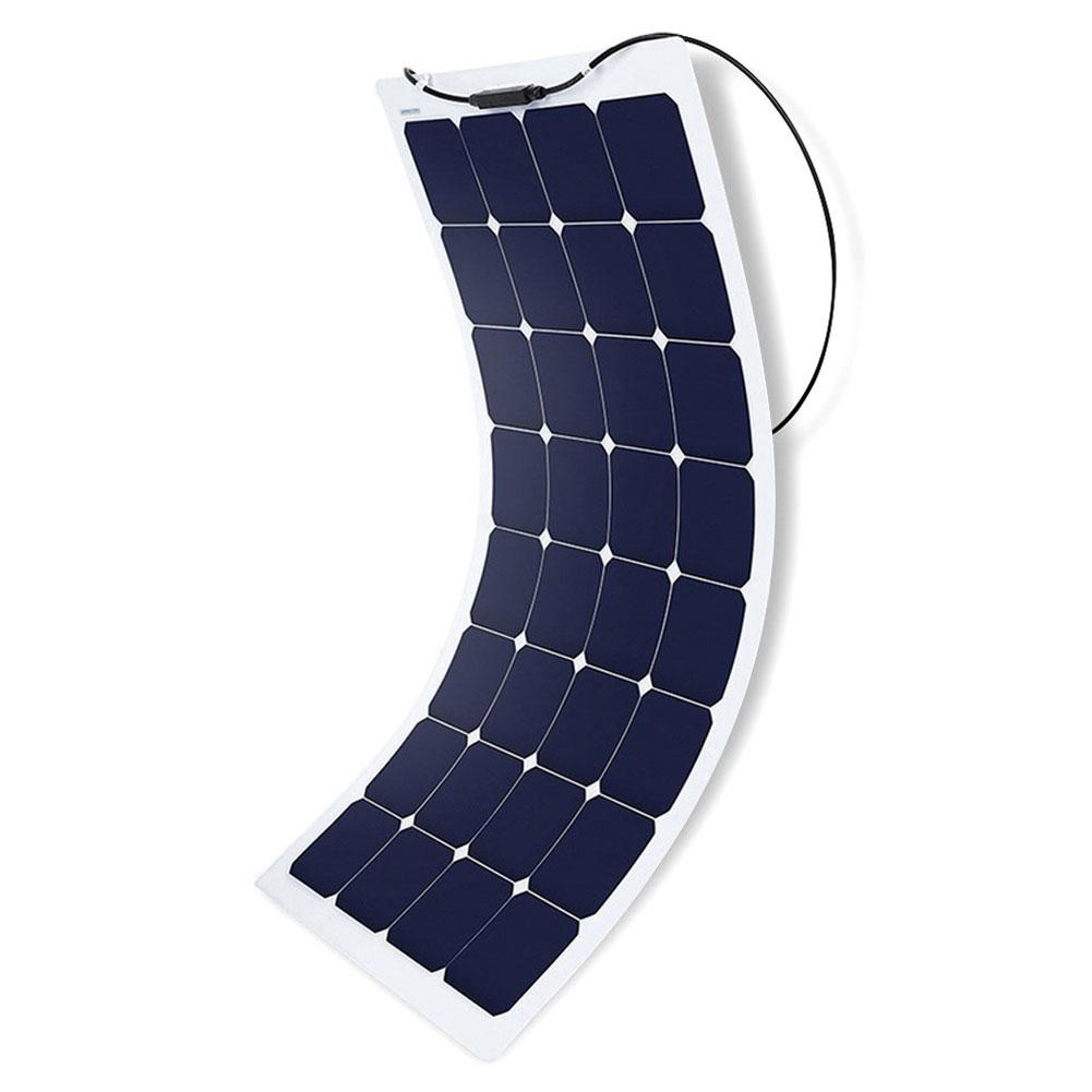 ACOPOWER 110 Watt Flexible Solar Panel showcasing its lightweight design and flexible structure, ideal for various applications like RVs and boats.