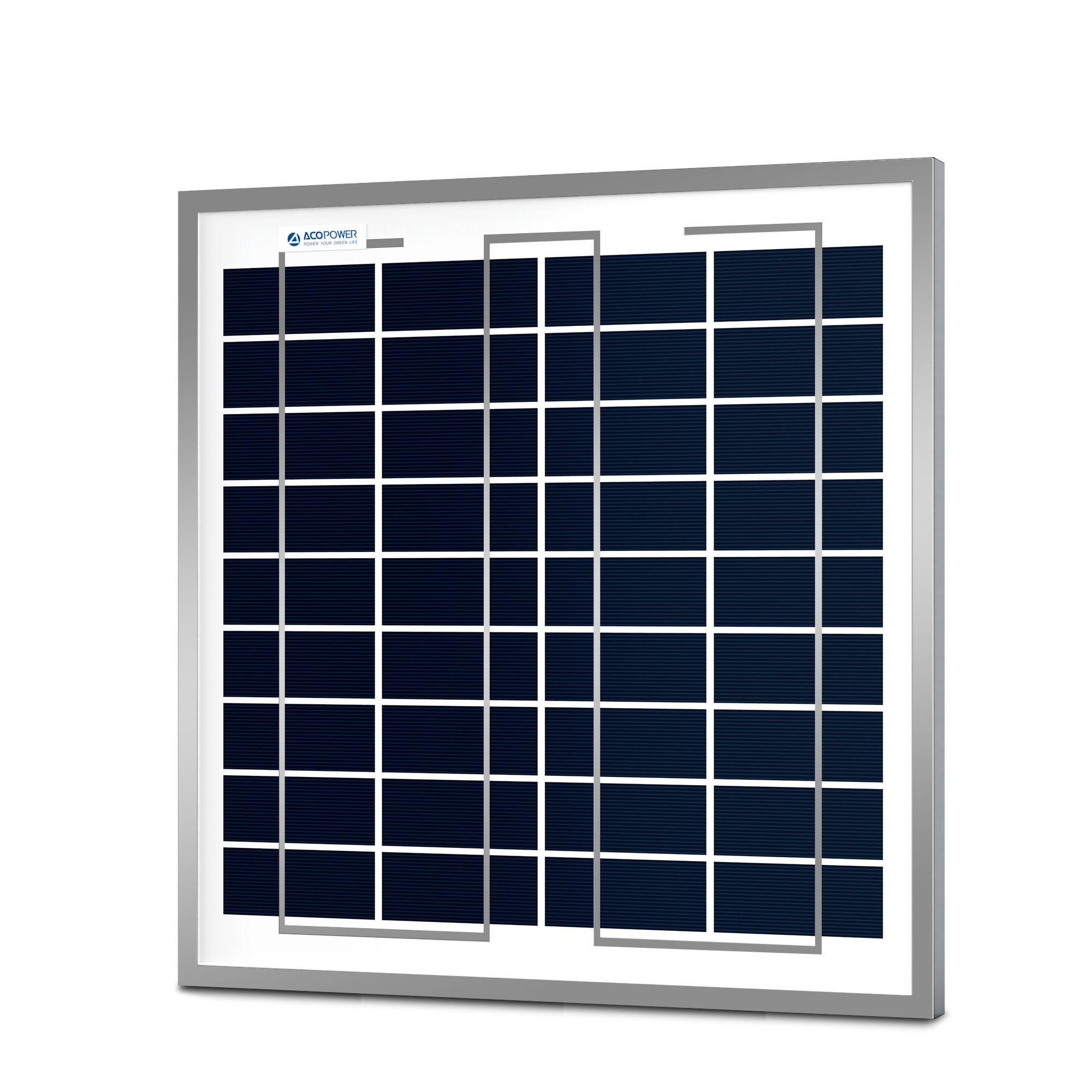 ACOPower 15W Polycrystalline Solar Panel designed for 12V battery charging, showcasing its compact size and durable construction for outdoor use.