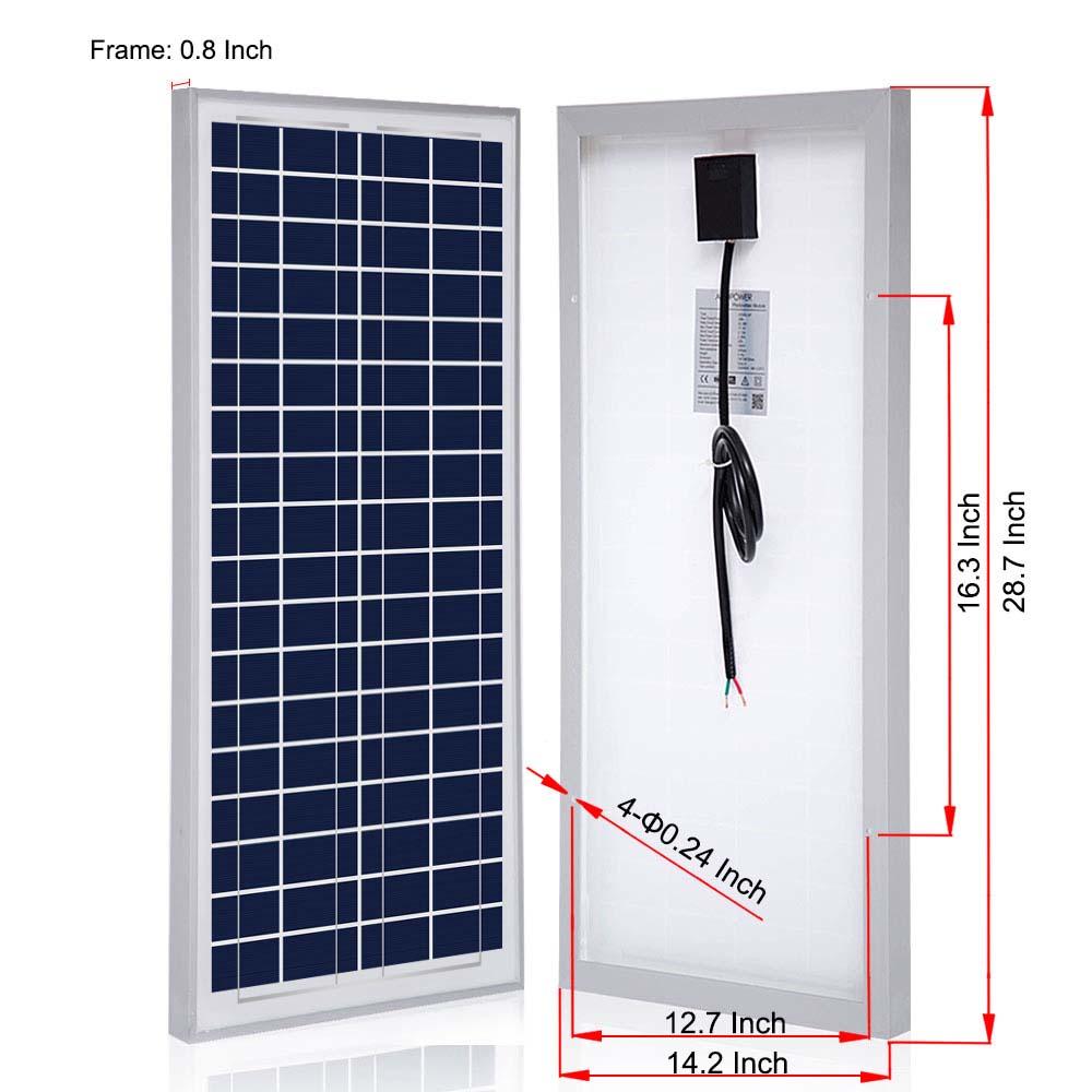 ACOPower 35 Watts Polycrystalline Solar Panel Module, compact and efficient for off-grid applications.