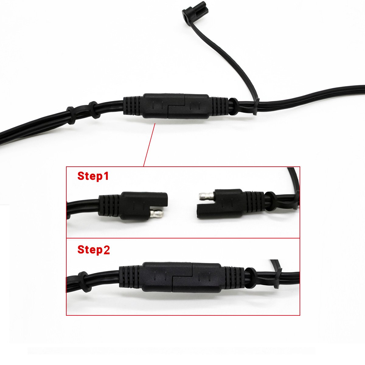 ACOPOWER SAE to Furrion Adapter, 16 inches long with SAE and Furrion 2 pin connectors, designed for outdoor use with IP65 waterproof rating.