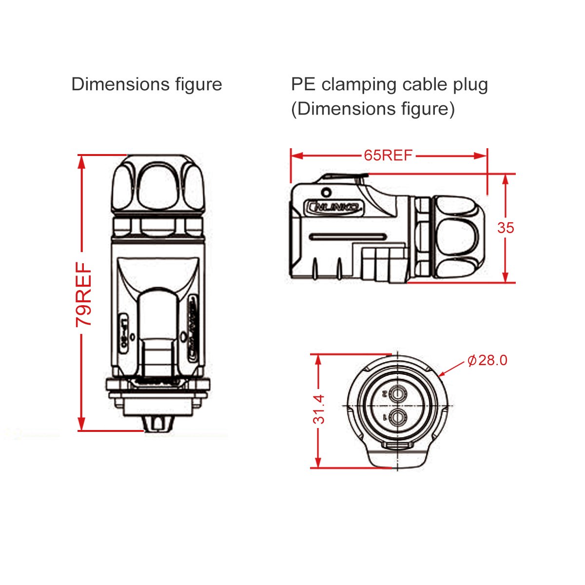 ACOPOWER SAE to Furrion Adapter, 16 inches long with SAE and Furrion 2 pin connectors, designed for outdoor use with IP65 waterproof rating.