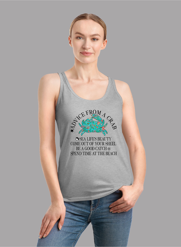 ADVICE FROM A CRAB Women Tank Top featuring a racer back design and curved hem, made from quick-drying Neoteric™ fabric.