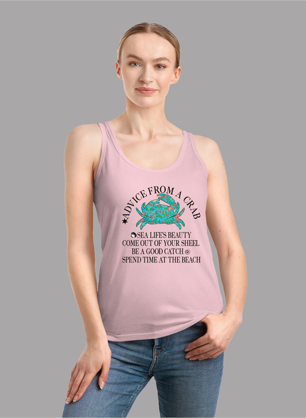 ADVICE FROM A CRAB Women Tank Top featuring a racer back design and curved hem, made from quick-drying Neoteric™ fabric.