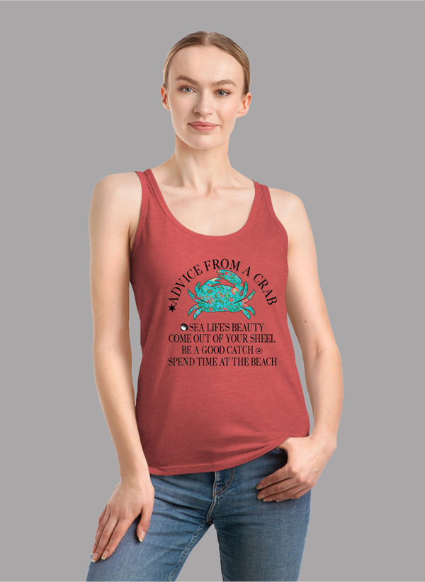 ADVICE FROM A CRAB Women Tank Top featuring a racer back design and curved hem, made from quick-drying Neoteric™ fabric.