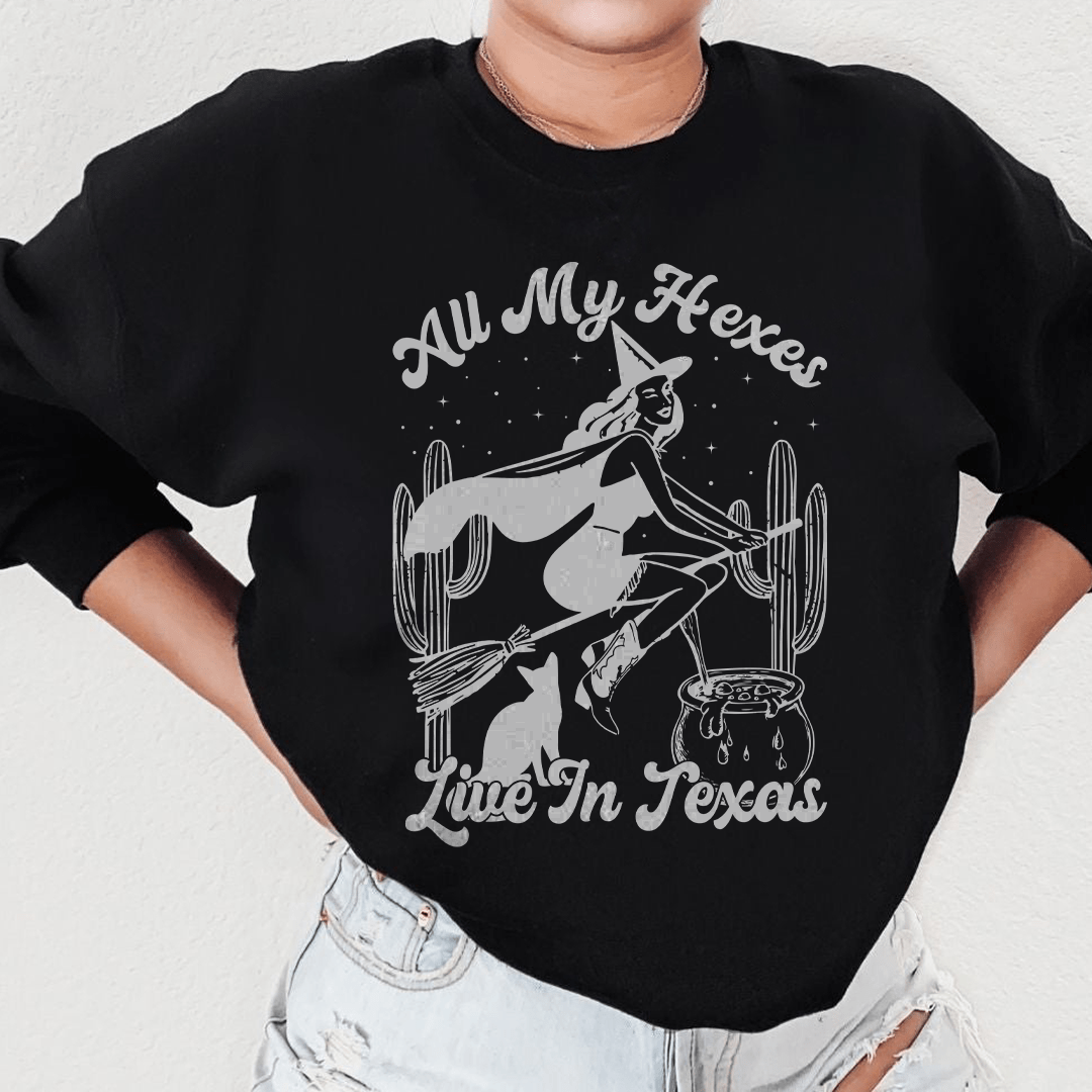 All My Hexas Live In Texas hoodie featuring a cozy fleece lining and adjustable cuffs, designed by top artists.