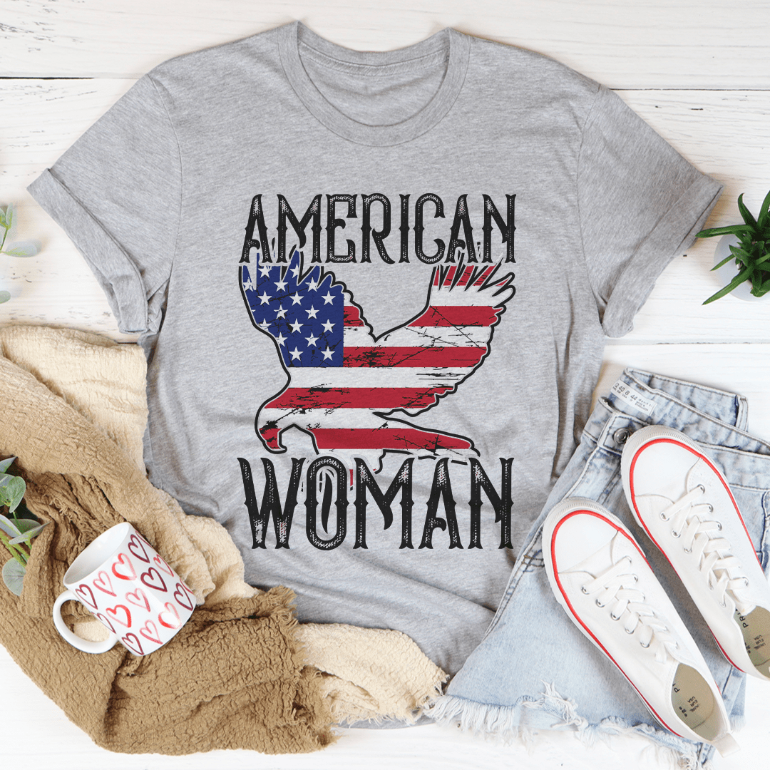 American Woman Eagle T-Shirt made from soft ring-spun cotton with a stylish eagle graphic.