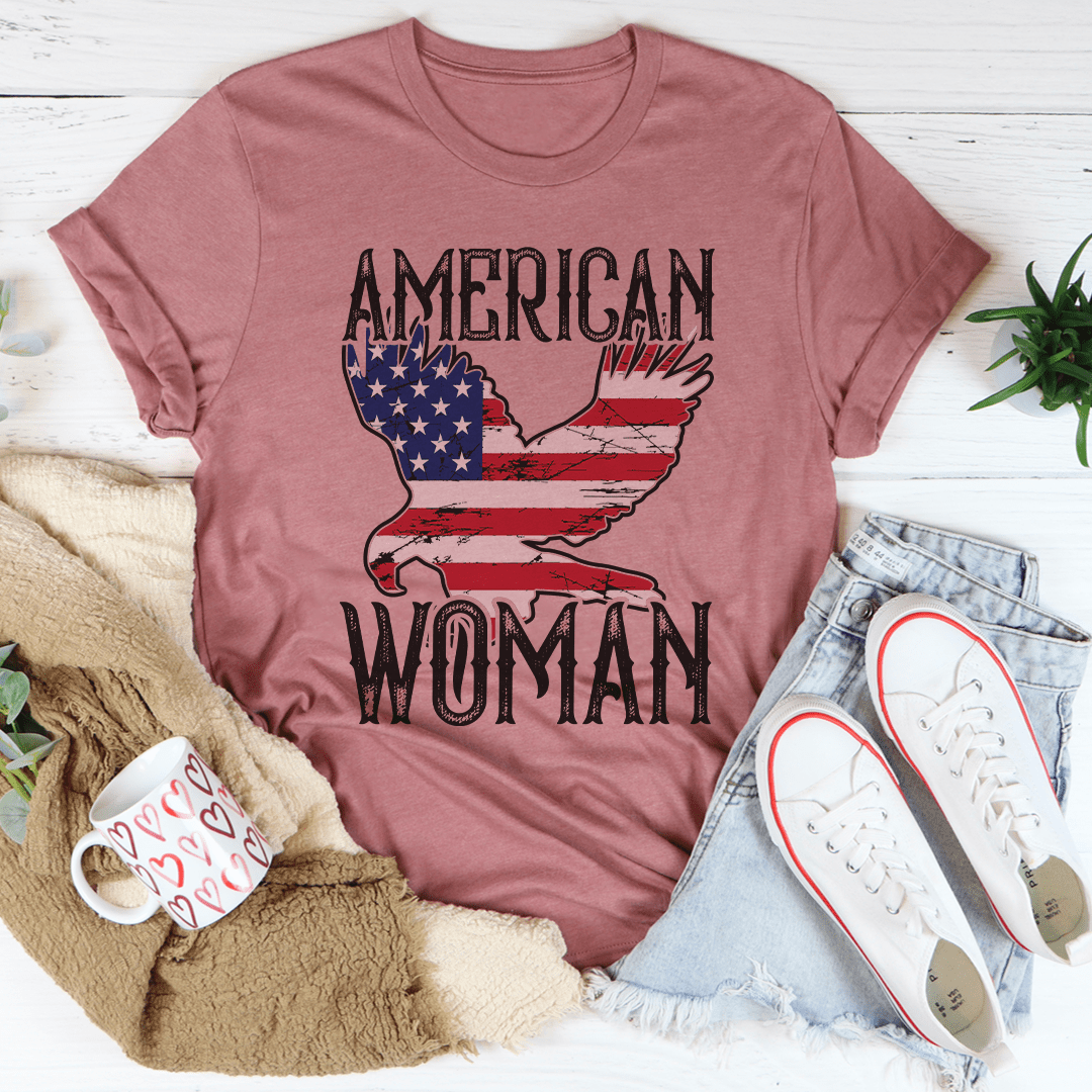 American Woman Eagle T-Shirt made from soft ring-spun cotton with a stylish eagle graphic.