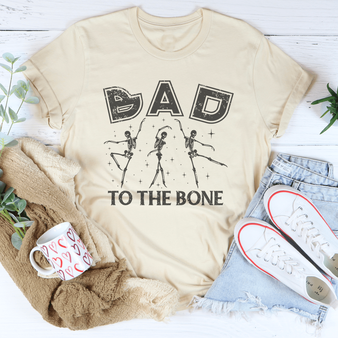 Bad To The Bone Tee featuring a classic design in soft ring-spun cotton, showcasing double stitching for durability.