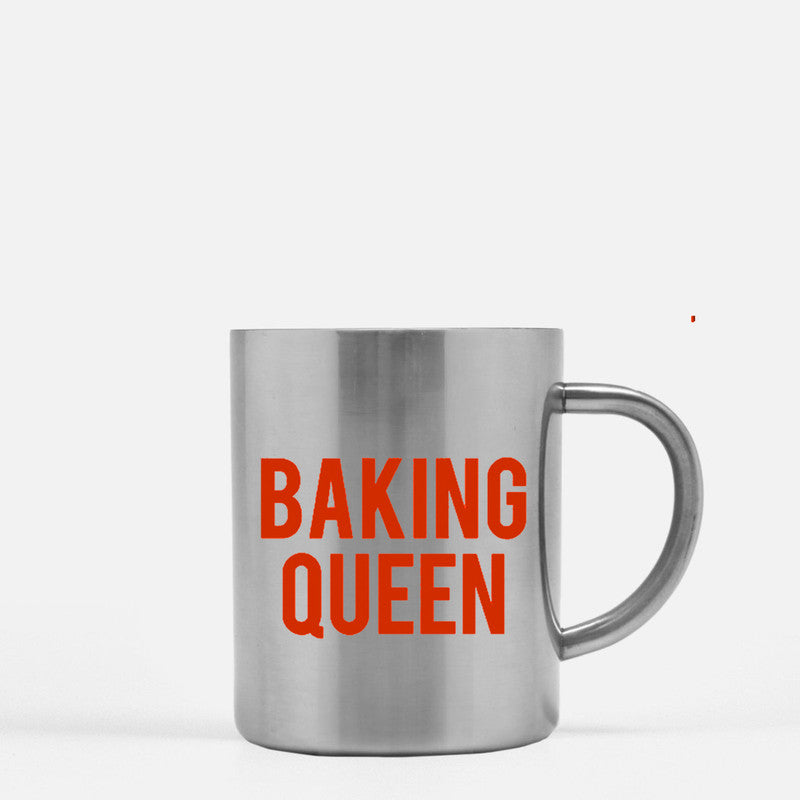 Baking Queen Gold & Silver Mug with elegant metallic finish, showcasing its ceramic design and stylish appearance.