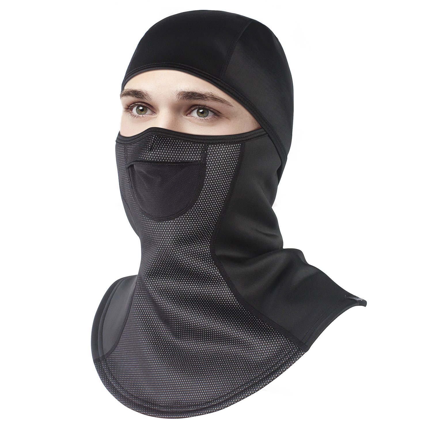 A black Balaclava Ski Mask designed for outdoor activities, providing full face coverage and warmth against cold weather.