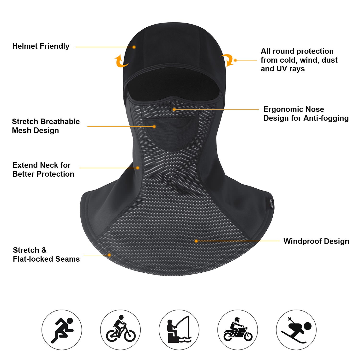 A black Balaclava Ski Mask designed for outdoor activities, providing full face coverage and warmth against cold weather.