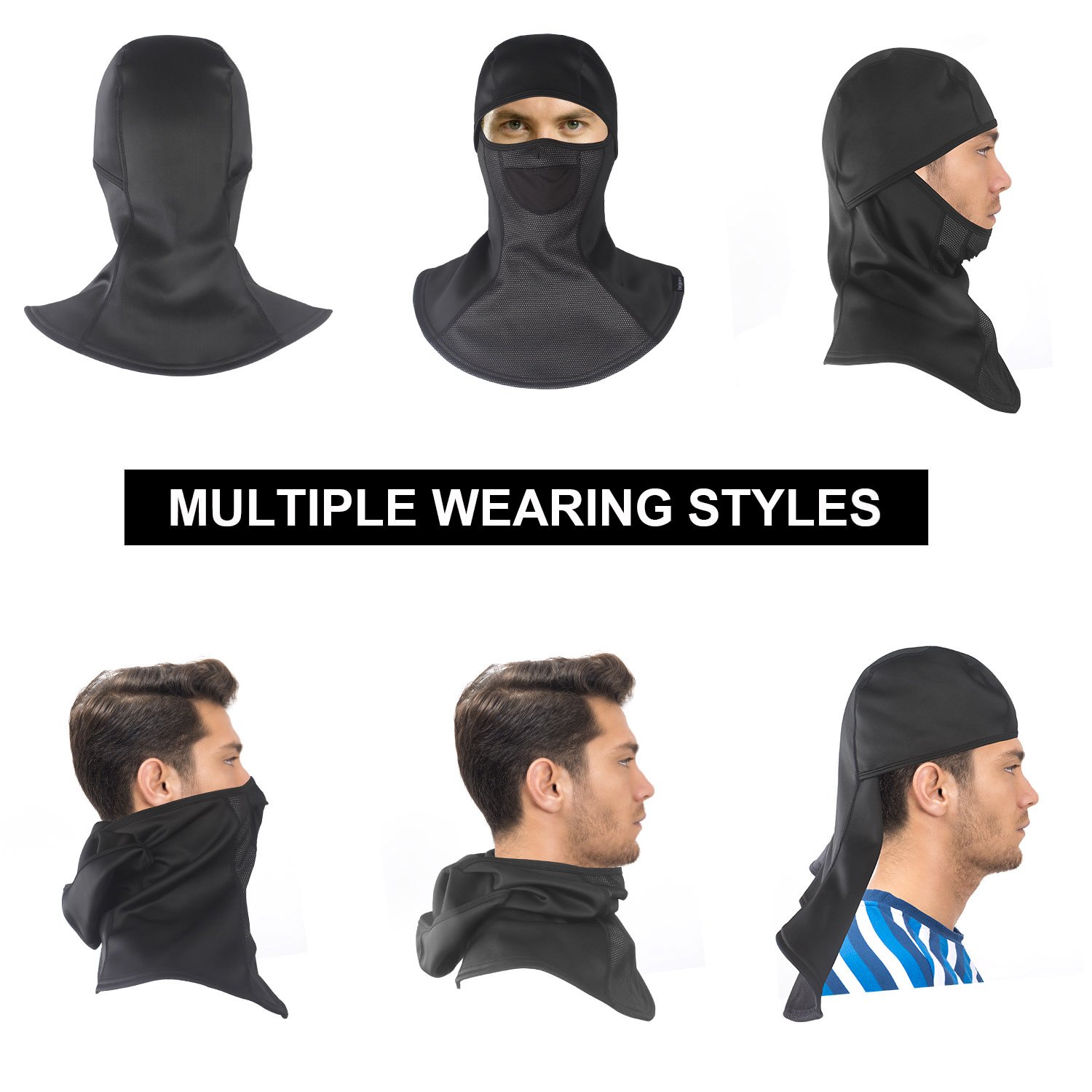 A black Balaclava Ski Mask designed for outdoor activities, providing full face coverage and warmth against cold weather.