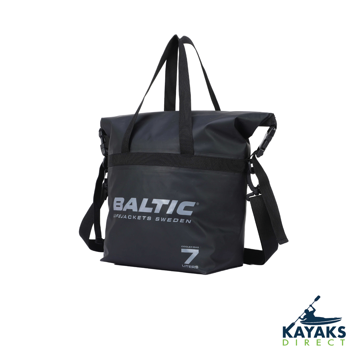 Baltic Arctic Cooler Bag in a kayak, showcasing its water-repellent material and spacious design.