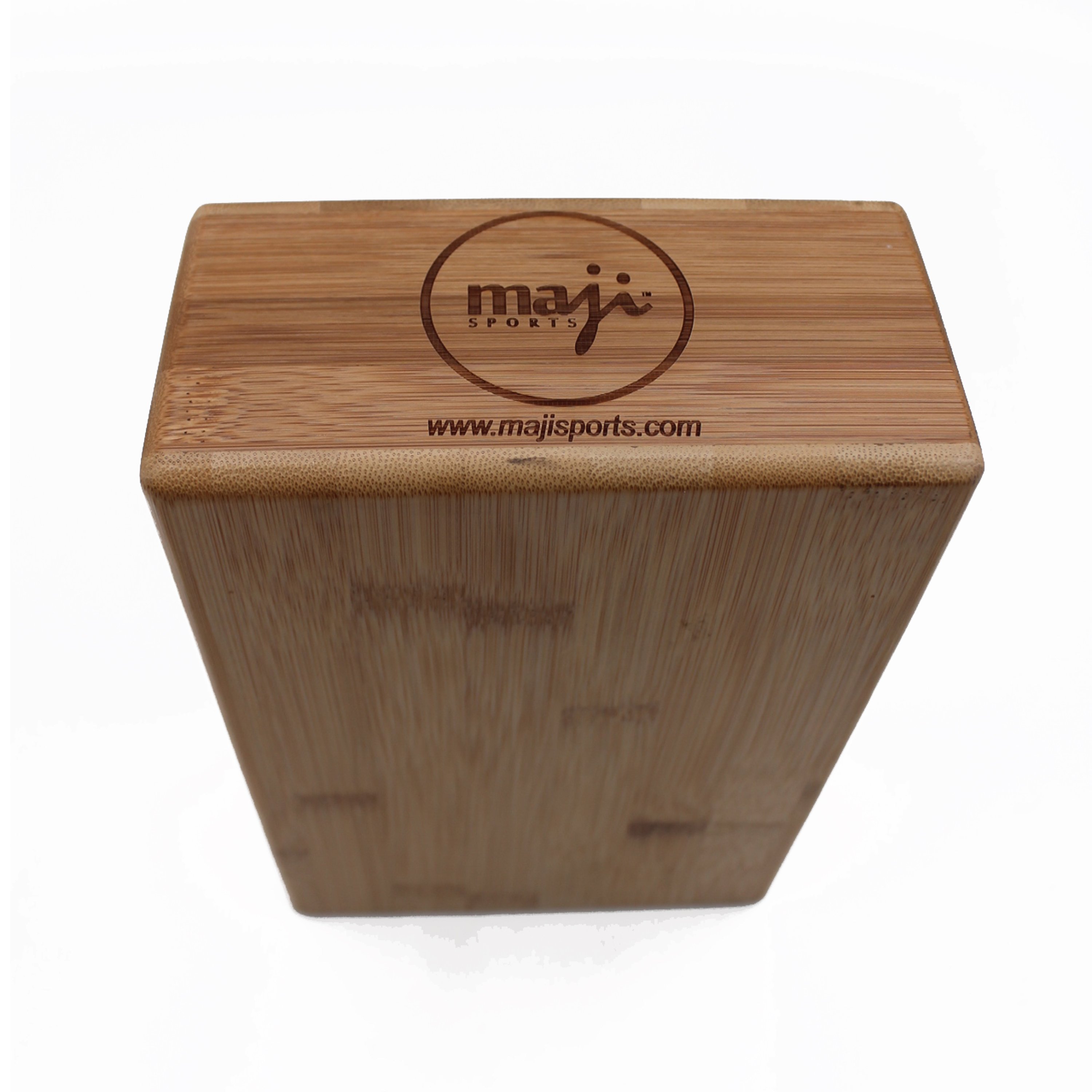 Eco-friendly Bamboo Yoga Block with smooth finish and round edges, ideal for yoga practice.