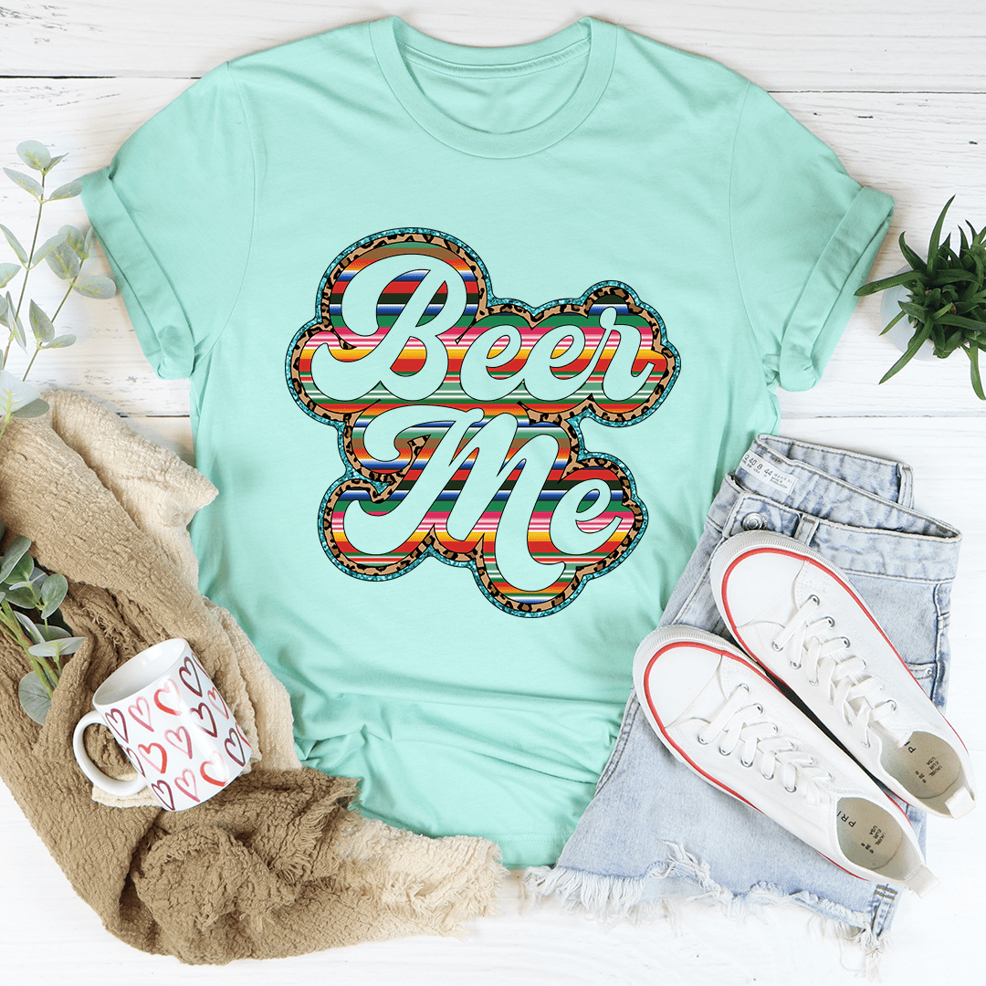 Beer Me Tee featuring a comfortable fit and vibrant design, made from soft ring-spun cotton.