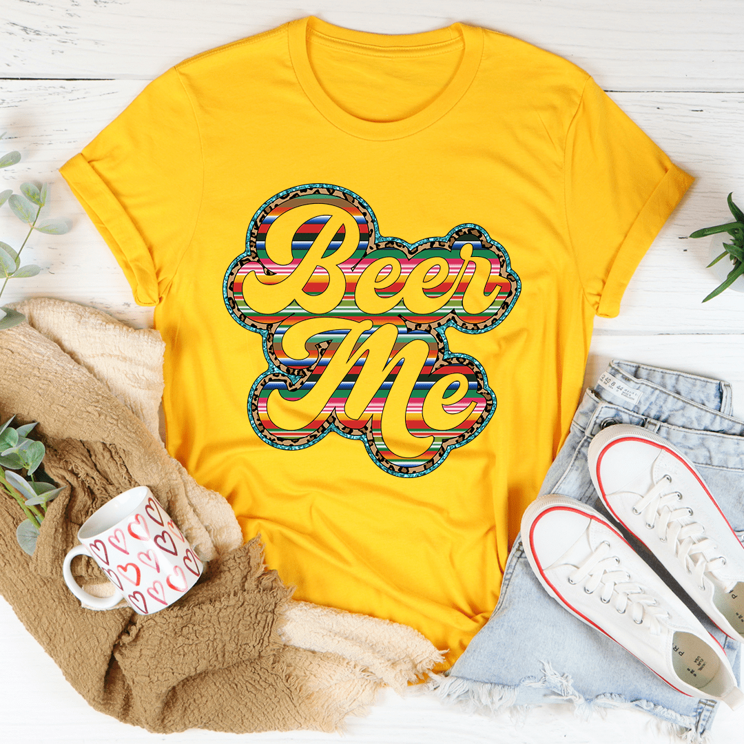 Beer Me Tee featuring a comfortable fit and vibrant design, made from soft ring-spun cotton.